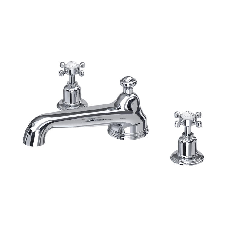 Perrin & Rowe Traditional 3736 3-Loch-Badewannenarmatur mit Kreuzgriffen in Chrom