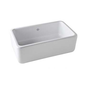 Rechteckiges weißes Keramikspülbecken für Küche oder Hauswirtschaftsraum Freistehendes, rechteckiges weißes Spülbecken aus Keramik mit glatten Kanten