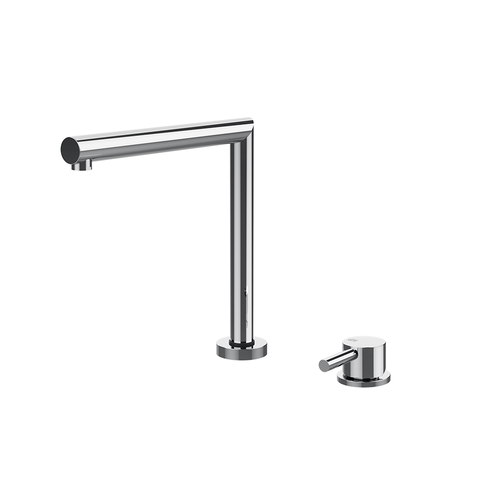 Zweiloch Küchenarmatur, hoher L-Auslauf, Einhebel, Chrom