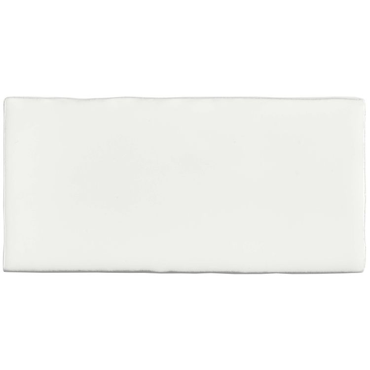 Weiße rechteckige Wandfliese aus Keramik, glänzend