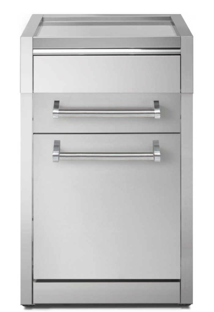 Moderne Edelstahl-Schublade mit zwei horizontalen Griffen, ideal für Küche oder Gewerbeeinrichtung