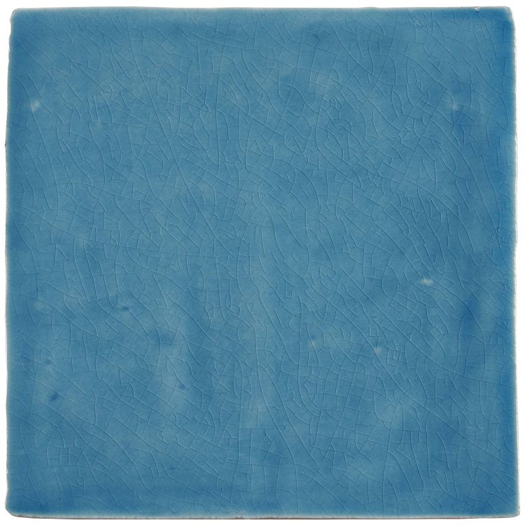 Quadratische blaue Fliese, Craquelé-Optik, matt