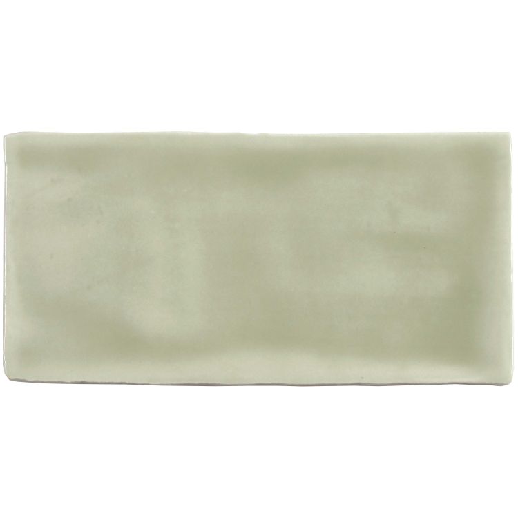 Rechteckige, salbeigrüne, glasierte Keramikfliese