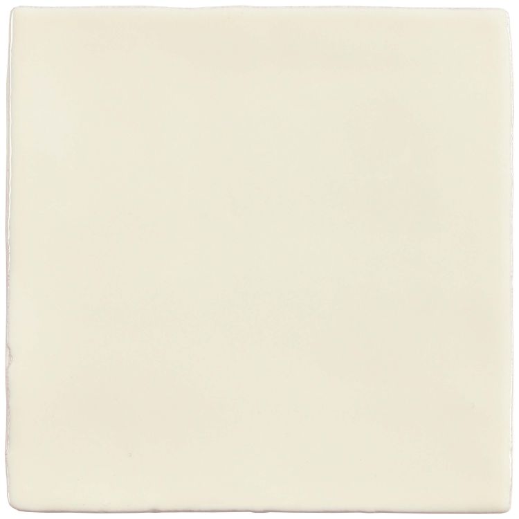 Quadratische cremeweiße Keramikfliese, glänzend