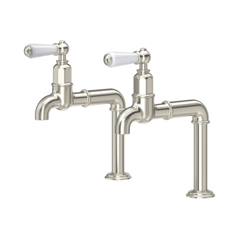 Waschbeckenarmatur, Doppelarmatur, Edelstahl, Chrom, Wand-/Deckensystem