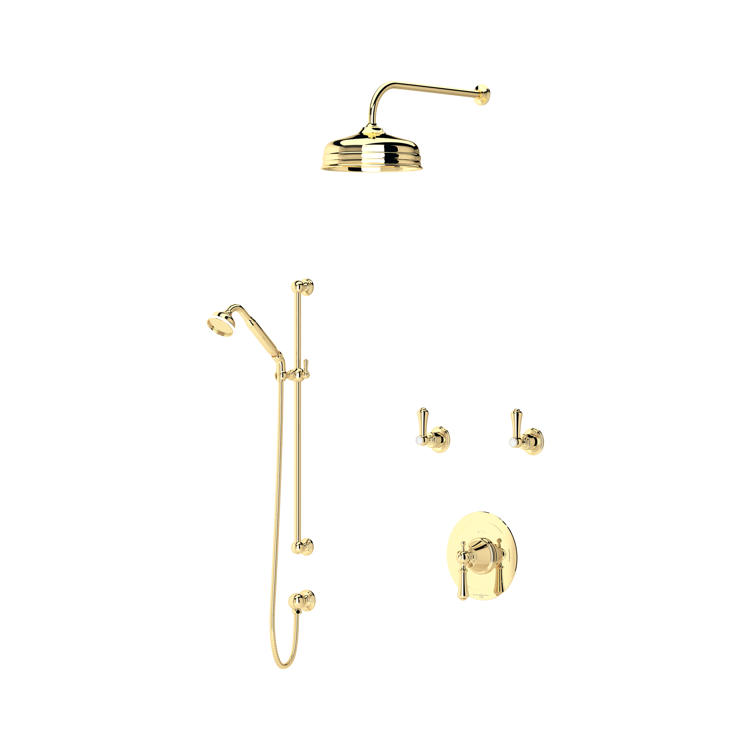 Perrin & Rowe Georgian Duschsystem Nr. 1 mit Regendusche, Handbrause und Thermostat