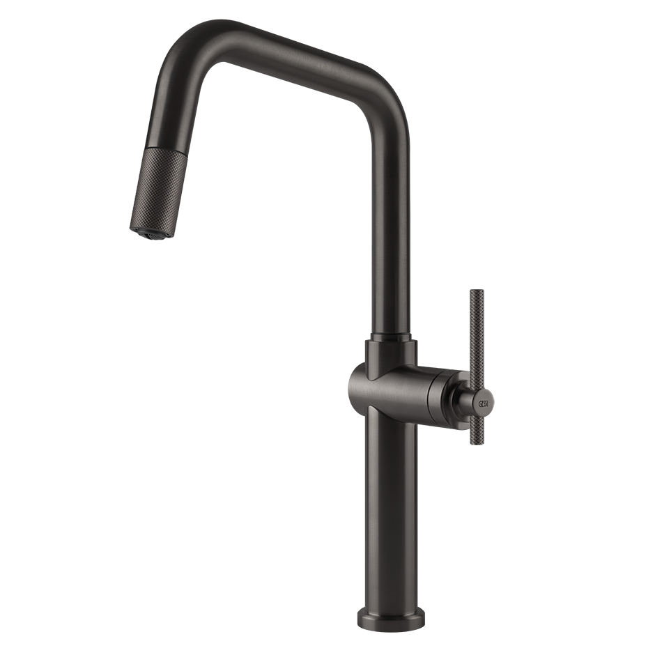 Hohe Küchenarmatur in Schwarz matt mit Einhebelmischer