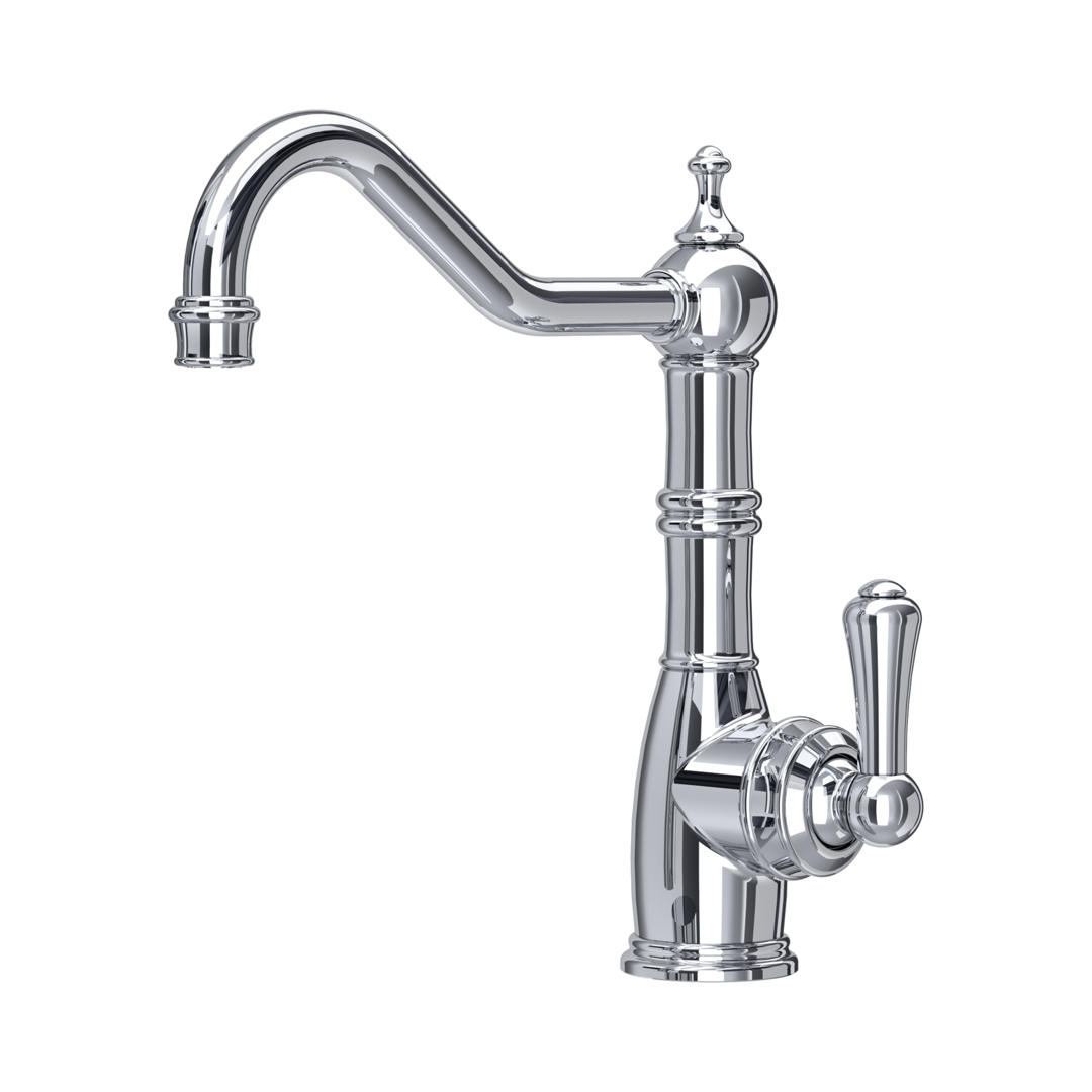 Hochwertige Retro-Küchenarmatur aus Chrom mit Einhebelmischer und hohem, schwenkbarem Auslauf – elegant für Spüle und Landhausküche