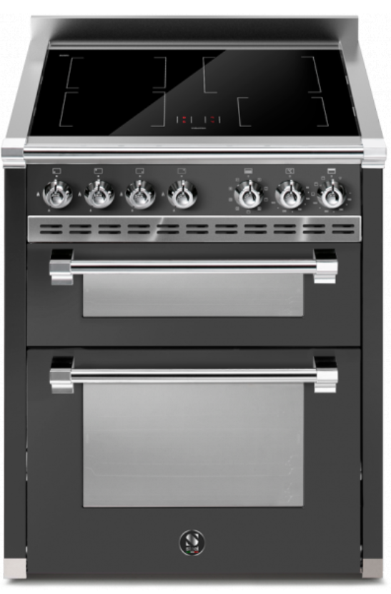 Induktions-Standherd mit Doppelbackofen, 60 cm, schwarz