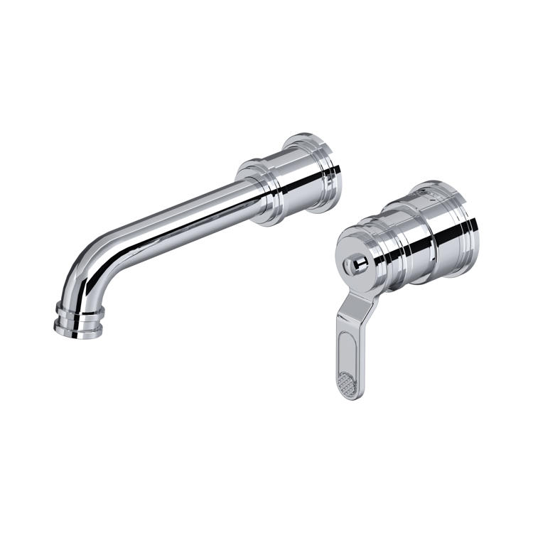 Unterputz-Wandarmatur aus Chrom für Waschbecken, 2-teilig: gebogener Auslauf und Einhebelmischer; langlebige Badarmatur im klassischen Design