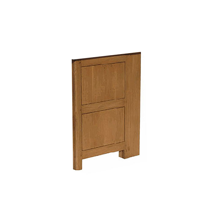 Holzbett-Fußteil aus massiver Eiche mit klassischem Design, passend für Einzel- oder Doppelbetten Fußteil eines Bettes aus massiver Eiche in rechteckiger Form mit zwei eingelegten Paneelen