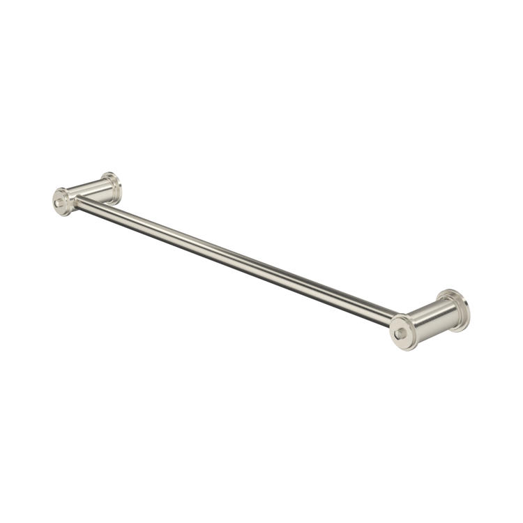 Wand-Handtuchstange aus Metall in Nickel gebürstet mit runden Wandhaltern; stabiler Handtuchhalter für Bad und Gäste-WC