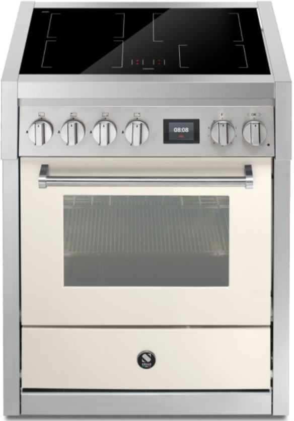 Freistehender Induktionsherd mit Ofen und Timerdisplay