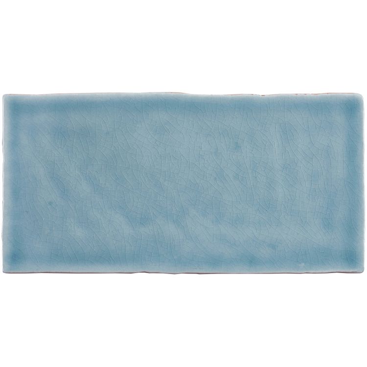 Keramikfliese rechteckig, blau, Craquelé-Oberfläche