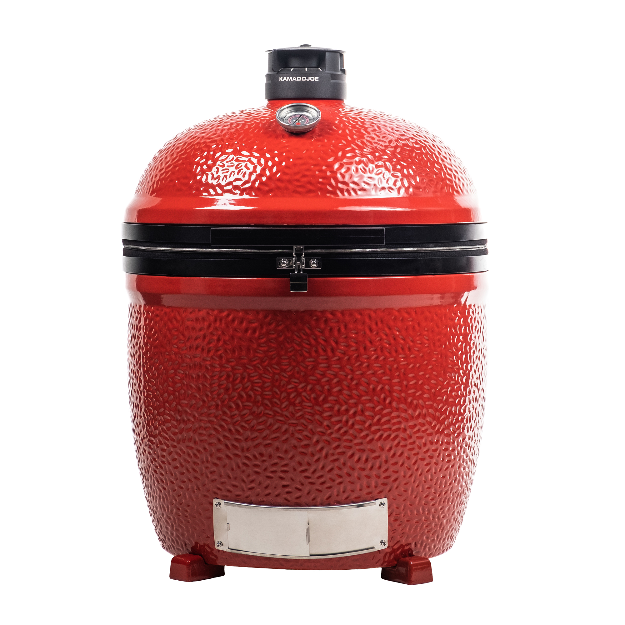 Kamado Joe Keramikgrill Classic Joe – Hochwertiger BBQ Grill in Rot für vielseitiges Grillen, Räuchern und Backen Roter Kamado Joe Keramikgrill mit Thermometer und Lüftungsregler, ideal zum Grillen, Räuchern und Backen im Garten