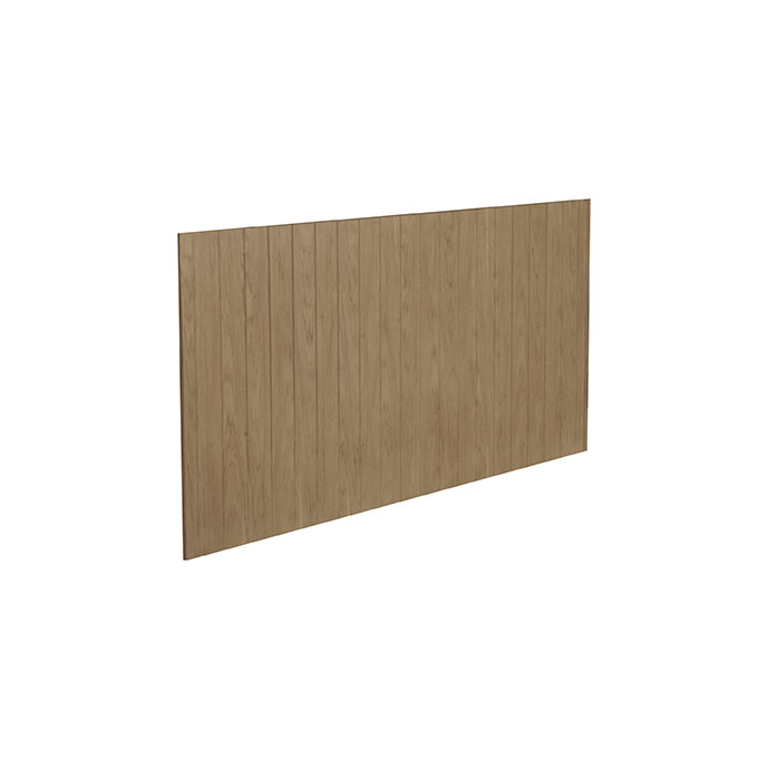 Holzdekor Küchenrückwand aus MDF, braun, mit senkrechter Linienstruktur Moderne Küchenrückwand aus braunem MDF-Holzdekor mit senkrechter Linienstruktur, ideal als Spritzschutz