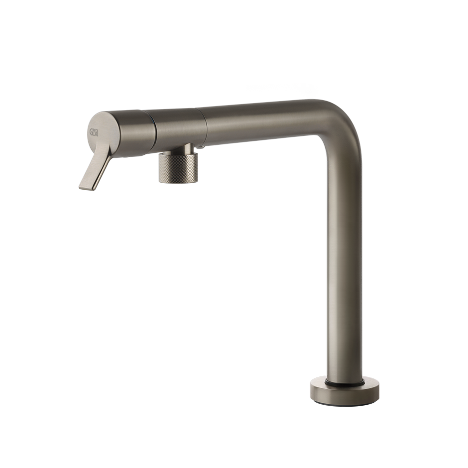 Einhebel-Küchenarmatur L-Form, gebürsteter Edelstahl