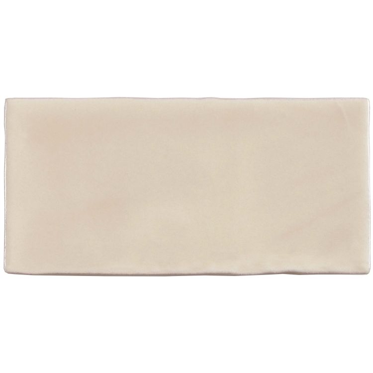 Cremefarbene Keramikfliese, glänzend, rechteckig