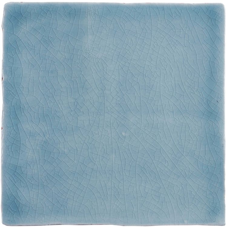 Blaue Keramikfliese, quadratisch, Craquelé-Oberfläche
