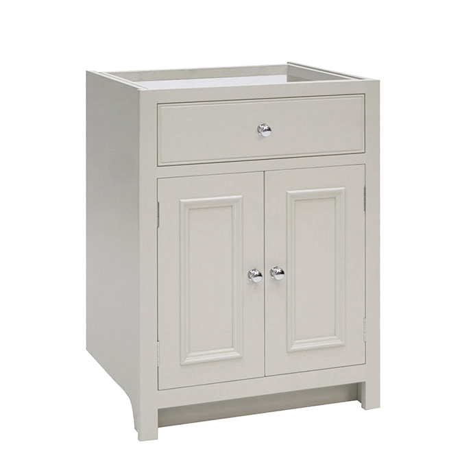 Waschbeckenunterschrank weiß mit Schublade und Doppeltüren, klassisches Design für Badezimmer Weißer Waschbeckenunterschrank mit einer Schublade und zwei Türen, passend für Badezimmereinrichtungen