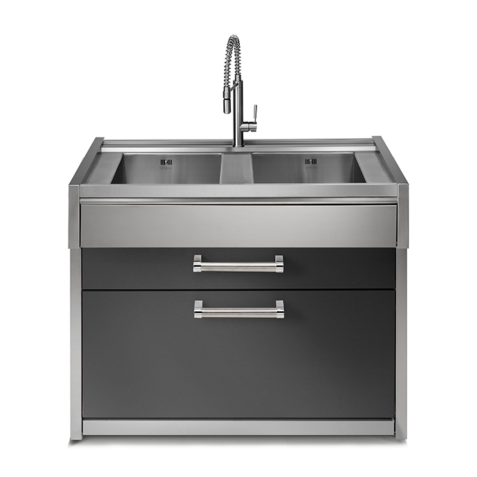 Genesi Spülmodul 120 – Spülmodul mit Edelstahlbecken für Metallküche