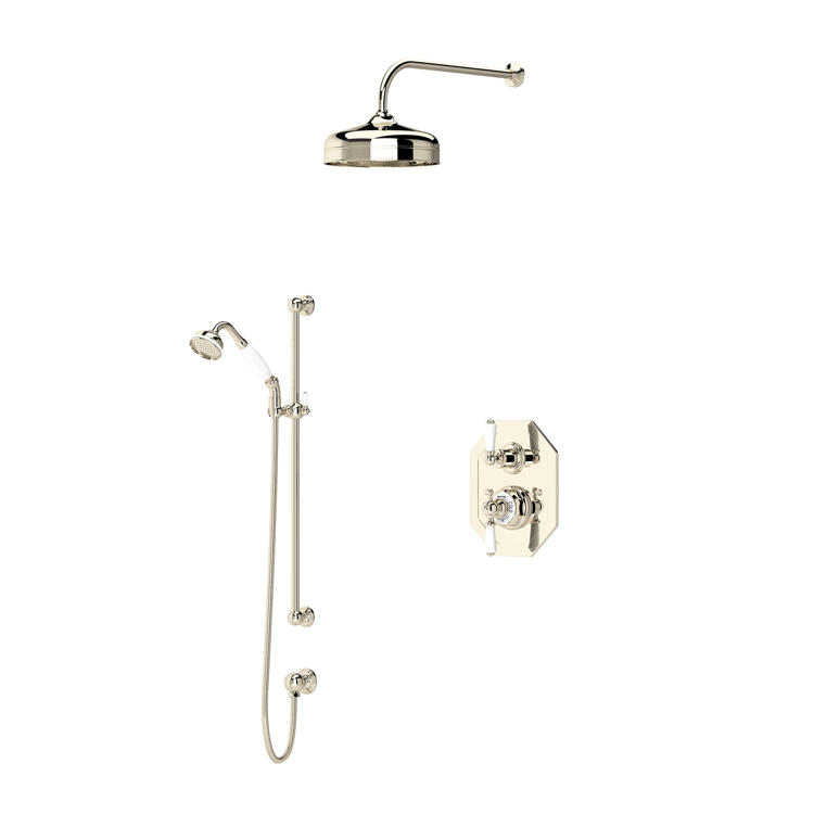 Perrin & Rowe Traditional Duschsystem Nr. 2 mit 8-Zoll-Kopfbrause in Nickel