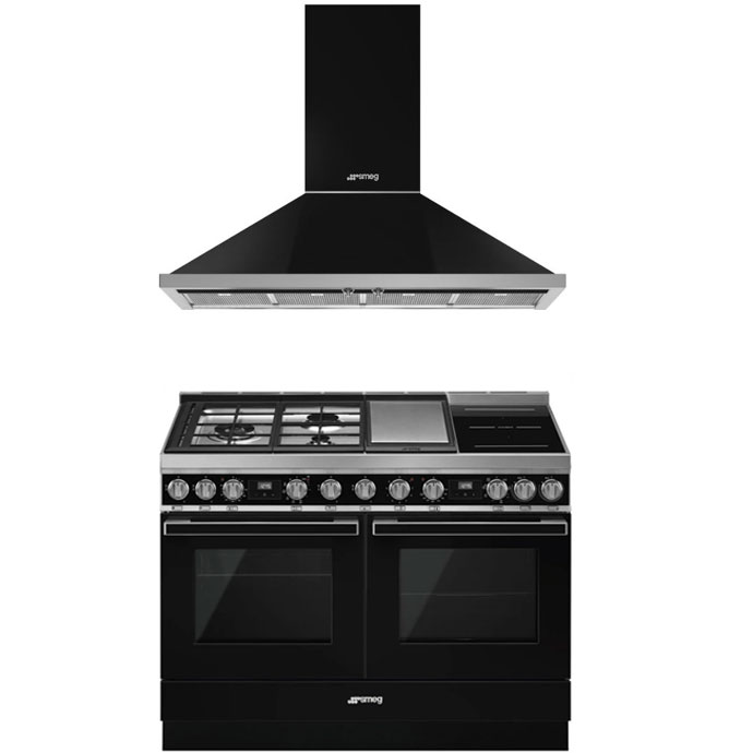SMEG PORTOFINO CPF120 MIT HAUBE KPF12BL
