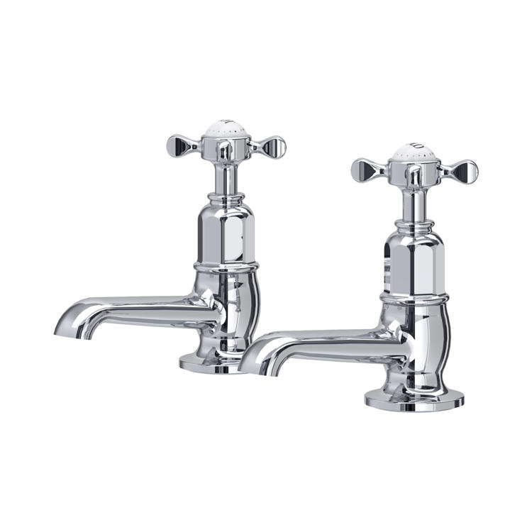 Perrin & Rowe Traditional 3476 Waschtischventile (Paar) mit Kreuzgriffen in Chrom