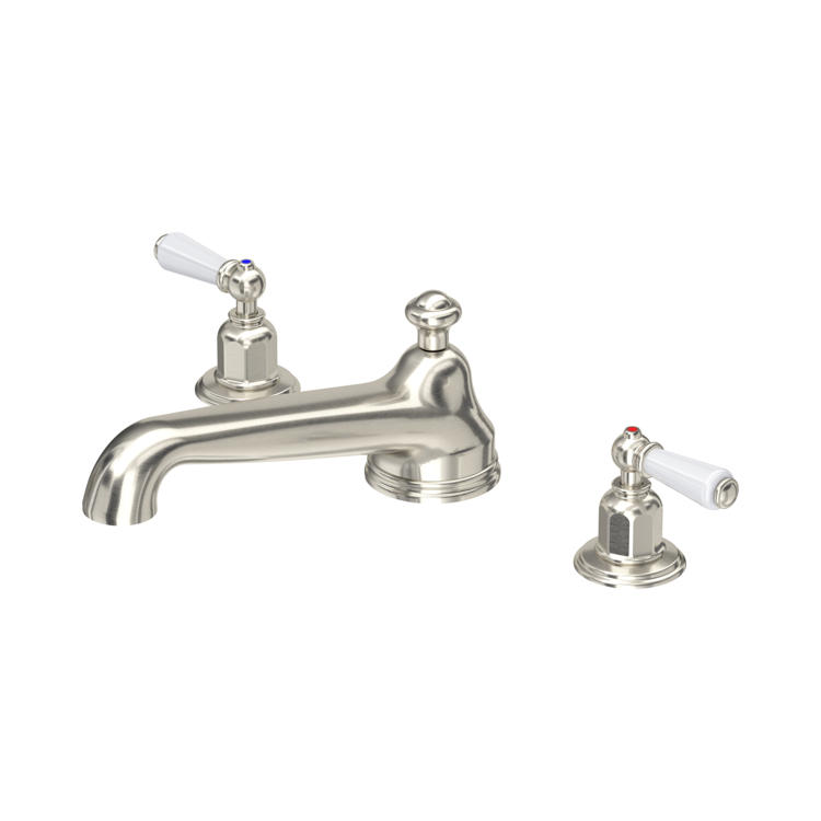 Perrin & Rowe Traditional 3735 3-Loch-Badewannenarmatur mit Hebelgriffen in Nickel matt