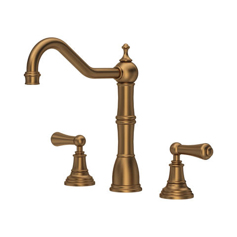 Elegante 3-Loch Zweigriff-Armatur mit hohem Schwenkauslauf in Antik-Bronze, klassisches Retro-Design für Waschbecken im Bad