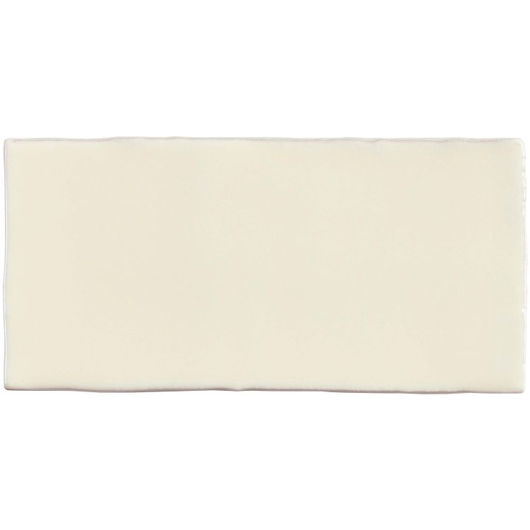 Rechteckige cremefarbene Keramikfliese, glänzend