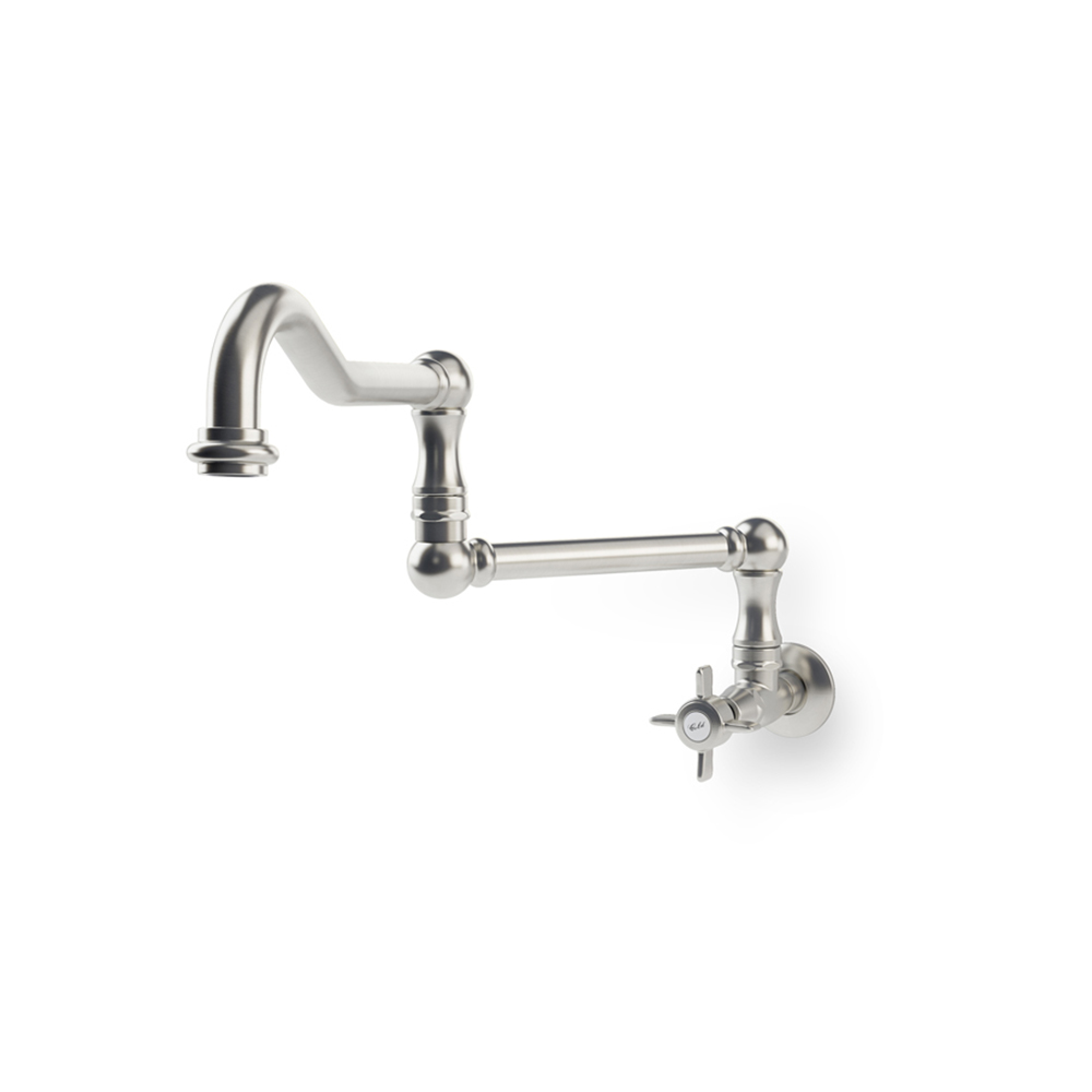 Wandarmatur aus Edelstahl mit Auszieharm, ideal für Küche oder Hauswirtschaftsraum Wandmontierter Wasserhahn aus Edelstahl mit schwenkbarem Auslauf und klassischem Griff