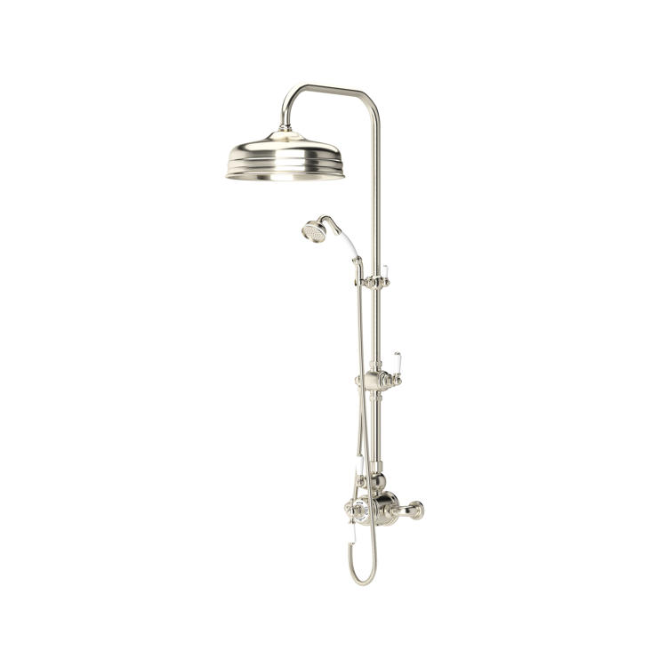 Perrin & Rowe Traditional Duschsystem Nr. 1 mit 12-Zoll-Kopfbrause in Zinn (Pewter)
