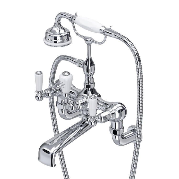 Perrin & Rowe Traditional 3510 Badewannenarmatur mit Handbrause für Wandmontage in Chrom