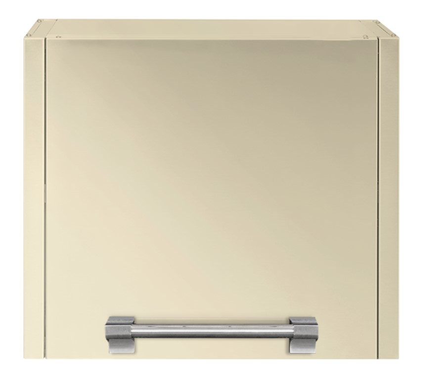 Edelstahl Außenküchenschrank in Beige mit Griff, wetterfest für Garten oder Terrasse Beiger Außenküchenschrank aus Edelstahl mit Metallgriff, geeignet für den Einsatz im Außenbereich