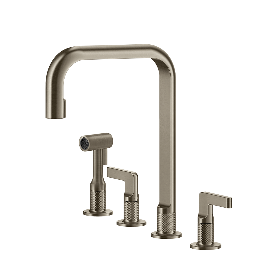 5-Loch Küchenarmatur Set mit Handbrause, Messing