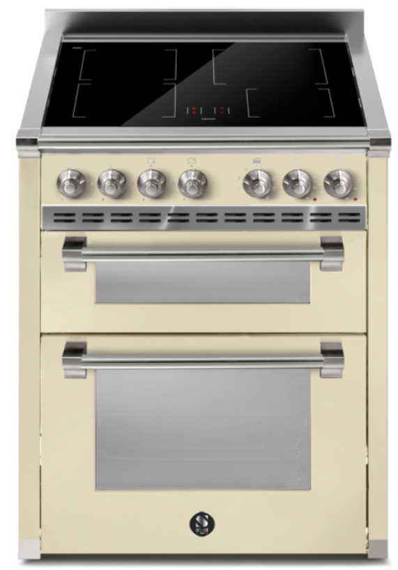 Freistehender Induktionsherd, 2 Öfen, cremefarben