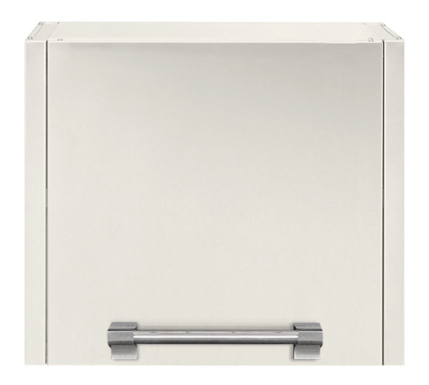 Robuste Einbau-Müllschublade aus Edelstahl mit praktischer Griffleiste, ideal für Outdoor-Küchen