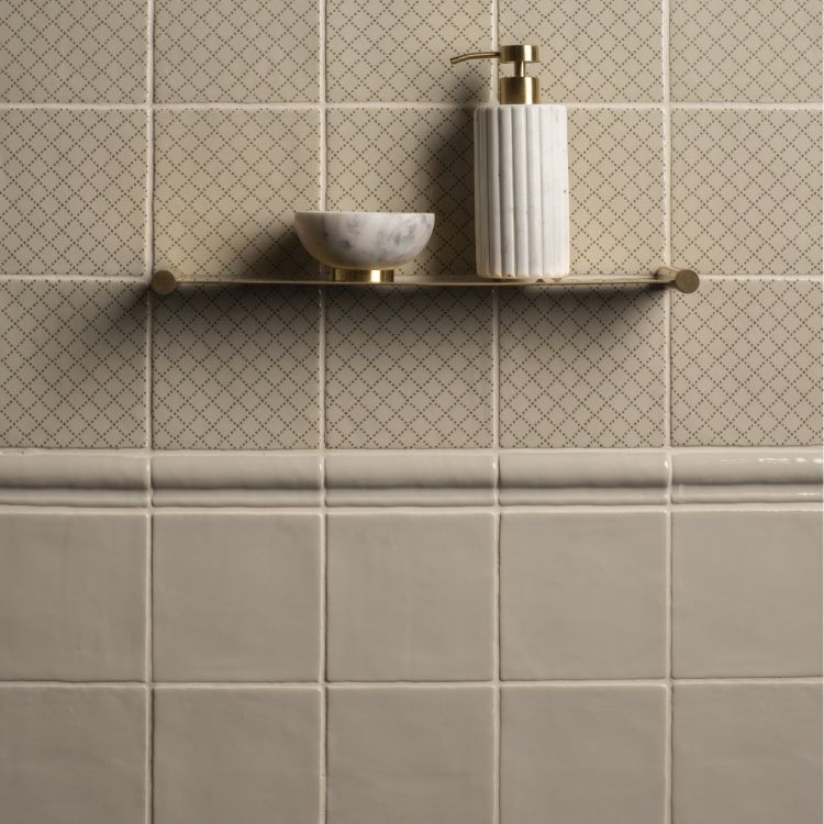 Keramik-Abschlussfliese Beige, glanz, rustikale Kante TORUS