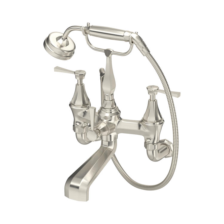 Perrin & Rowe Deco 3110/1 Badewannen-Mischarmatur für Wandmontage mit Handbrause und Hebelgriffen