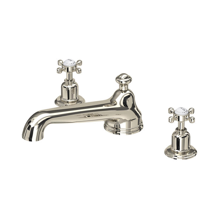 Perrin & Rowe Traditional 3736 3-Loch-Badewannenarmatur mit Kreuzgriffen in Nickel