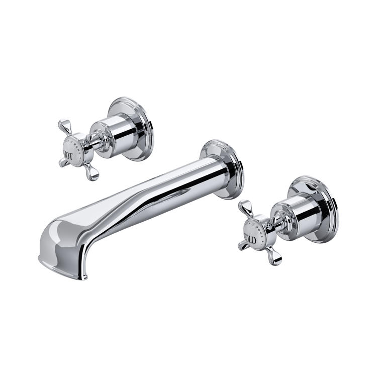 Perrin & Rowe Traditional 3594 3-Loch-Badewannenarmatur für Wandmontage mit Kreuzgriffen in Chrom