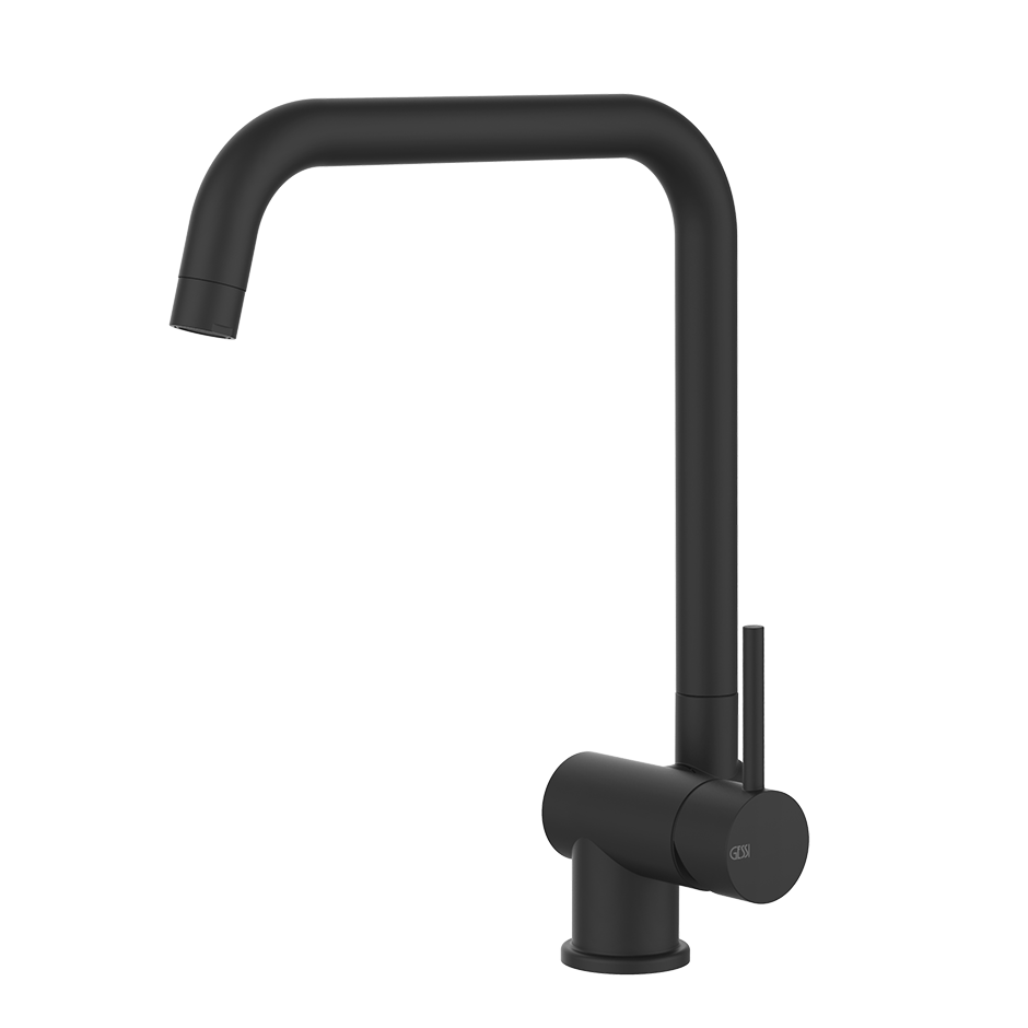 Einhebel-Küchenarmatur schwarz matt, hoher L-Auslauf