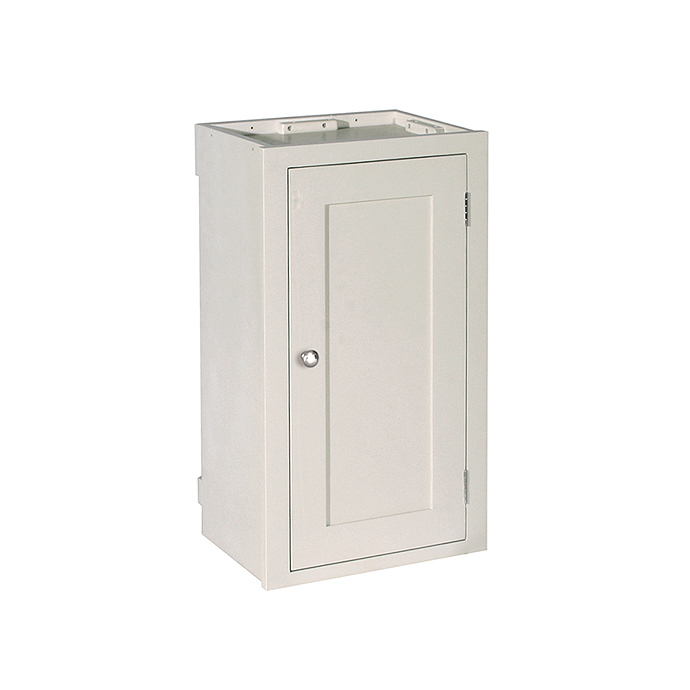 Stahl-Aufputzgehäuse mit abschließbarer Tür, neutral weiß, für Elektroinstallationen Weißes Aufputzgehäuse aus Stahl mit abschließbarer Tür, ideal für Elektroinstallationen und sichere Aufbewahrung