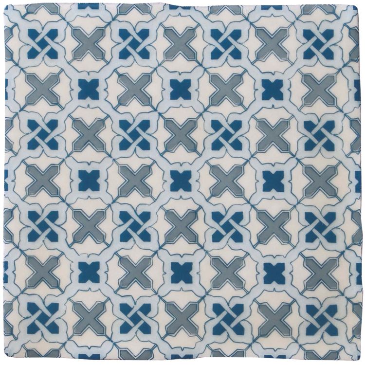 Baumwollserviette mit blauem Retro-Mosaikmuster