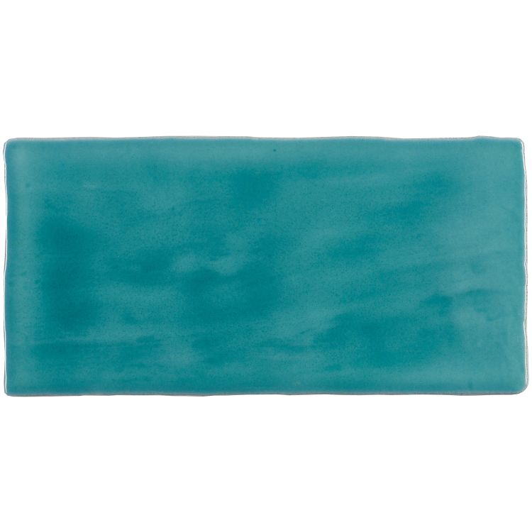 Türkise, glasierte Keramikfliese, rechteckig