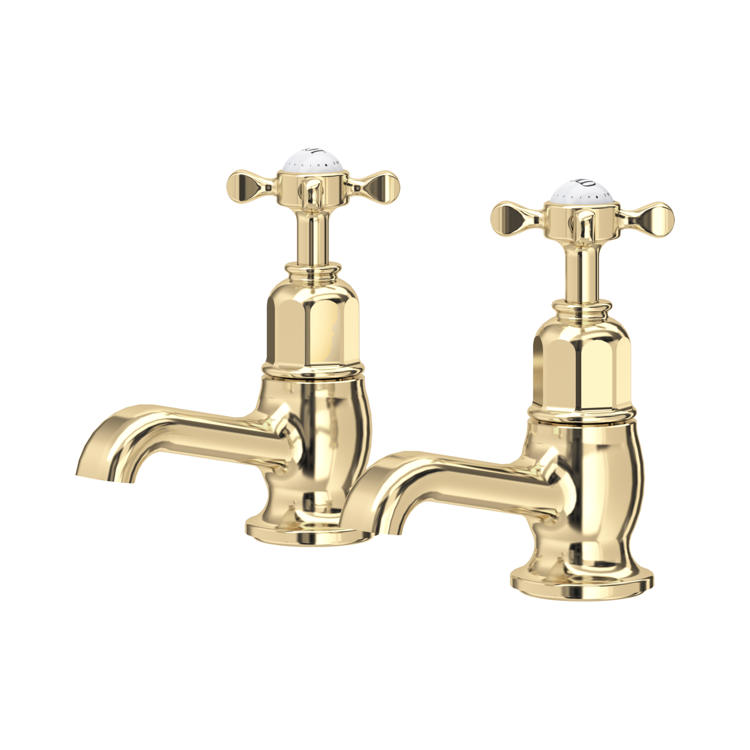 Perrin & Rowe Traditional 3456 Badewannenventile (Paar) mit Kreuzgriffen in Gold