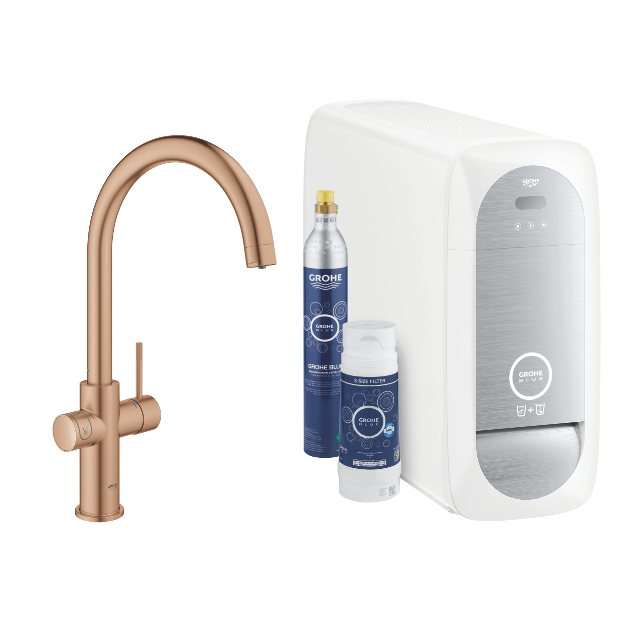 GROHE BLUE HOME L-Auslauf Starter Kit – Küchenarmatur für gefiltertes Wasser