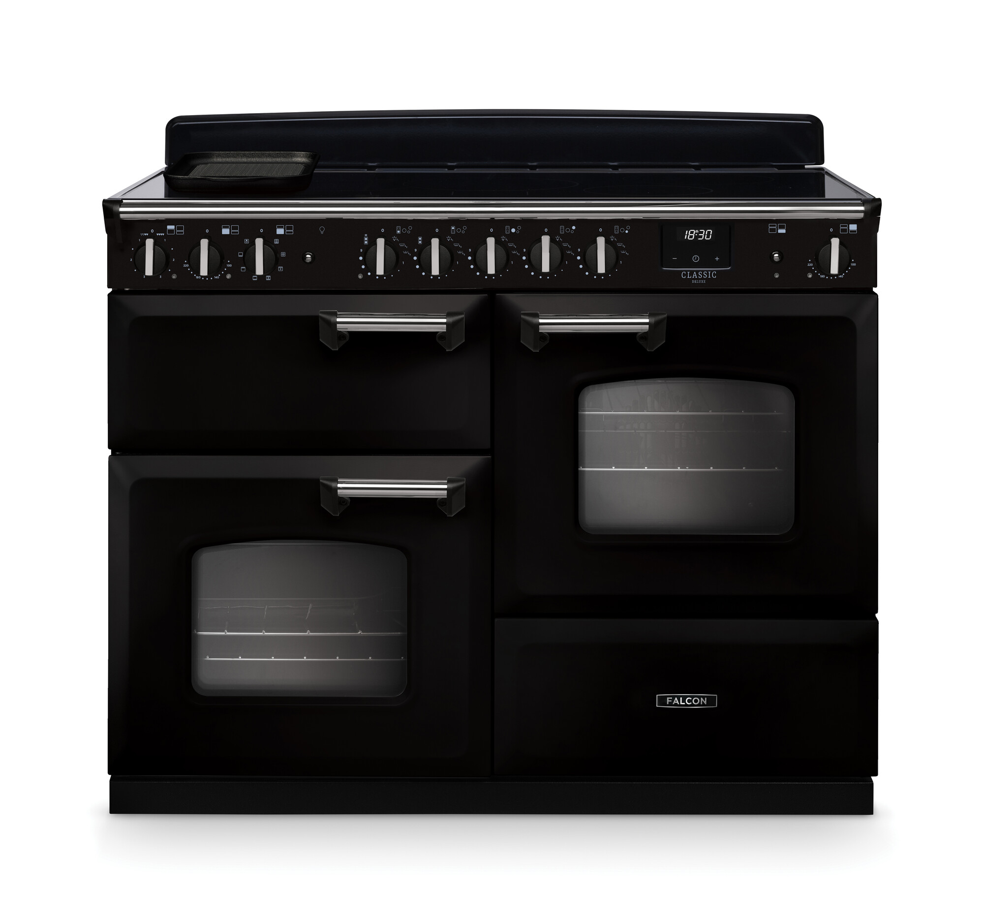 Schwarzer Falcon Classic Range Cooker mit 3 Öfen, 90 cm