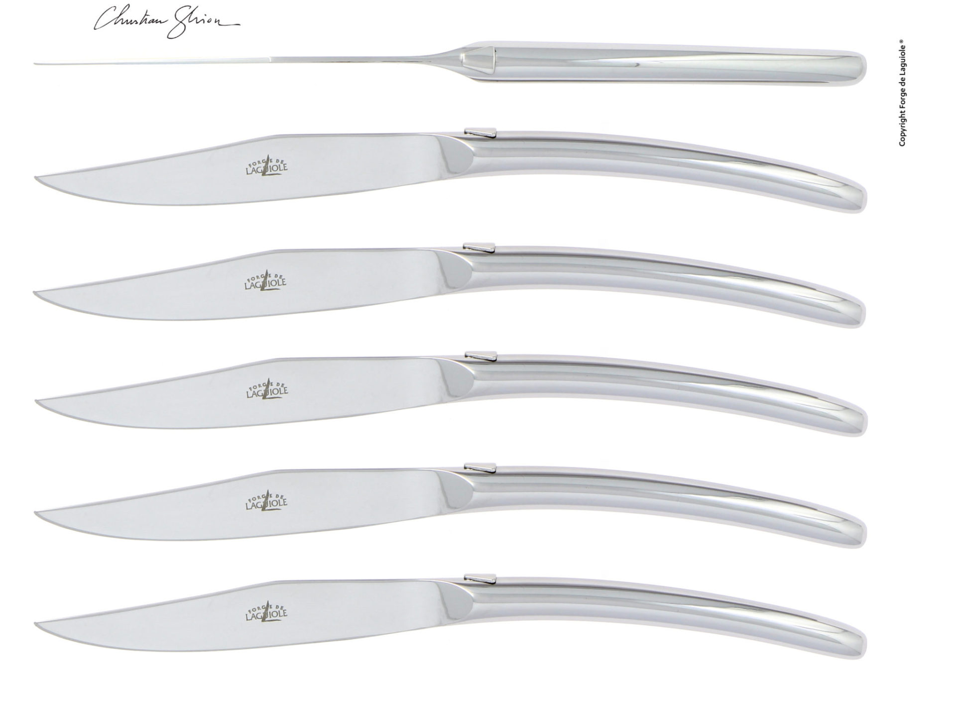 Laguiole Steakmesser Set aus Edelstahl – 6-teilig, modernes Design, französische Qualität Sechsteiliges Laguiole Steakmesser Set aus Edelstahl, hochwertiges Besteck mit geschwungenem Griff im modernen Design